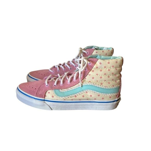 Vans Women's Pink and Cream High-Tops Size 5.5 - Picture 2 of 11